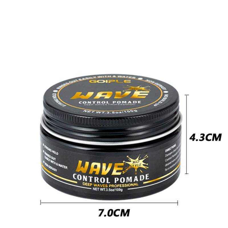 GOIPLE Deep Waves Control Pomade Natural Silky Shine Style 360 Wavy Hair Oil with Brush Sport Waves Cream for African Black Men
